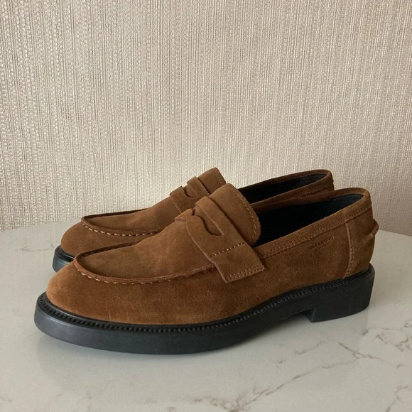 Vagabond Brown Suede Penny Loafers Classic Comfort Neutral Capsule Staple Daily - Picture 14 of 14